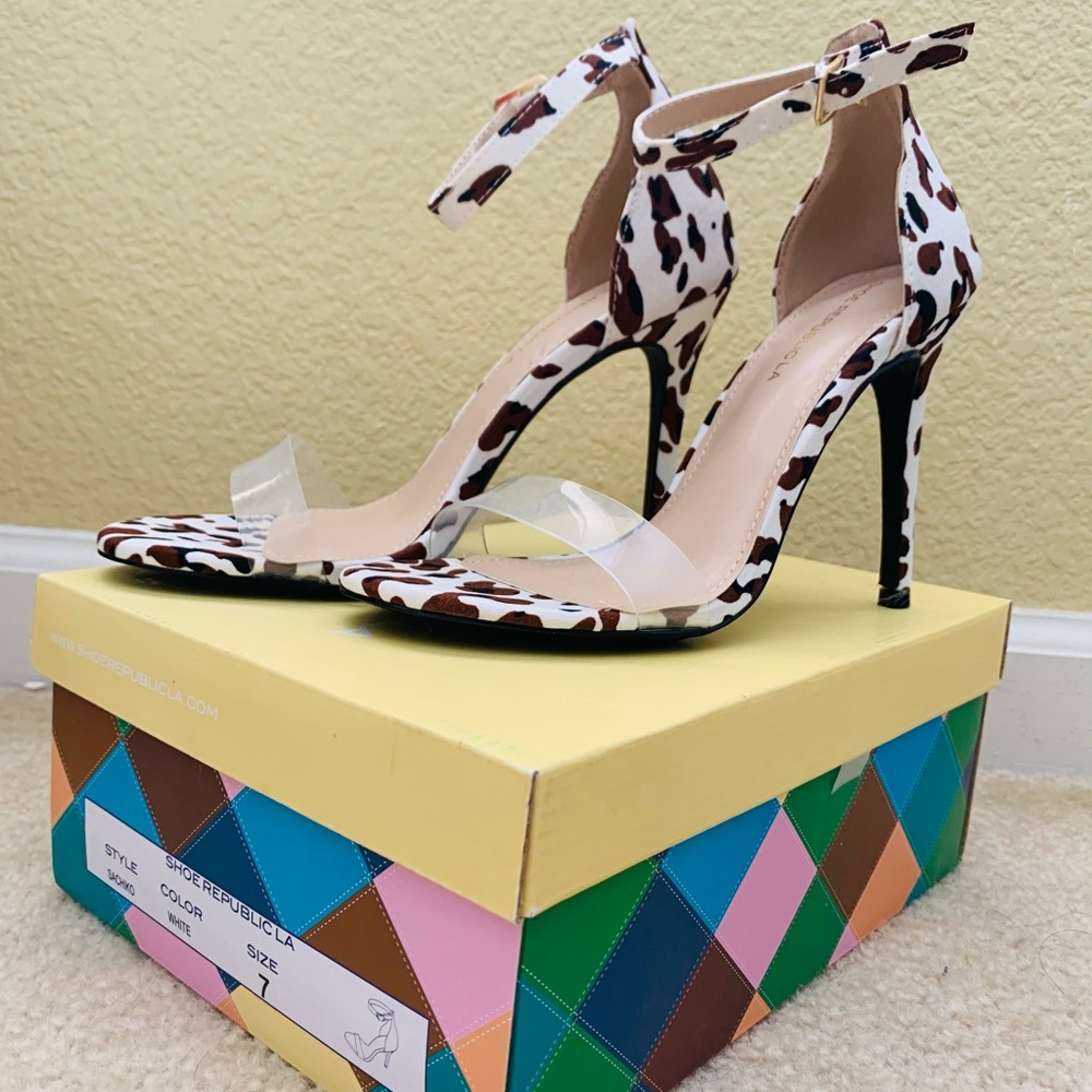 Open toe heels with ankle straps